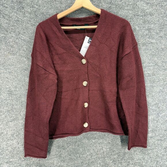 New Member's Mark Cardigan Women M Medium Red Button Up V-Neck Long Sleeve - Picture 1 of 8